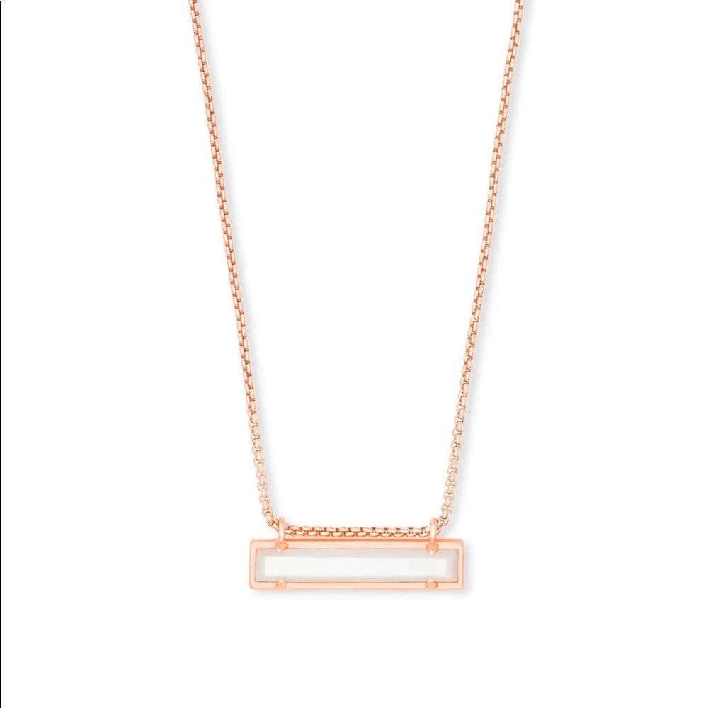 Kendra Scott Leanor Necklace NWT Rose Gold Pearl Bar Pendant